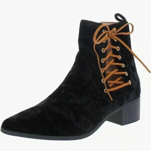 NEW Journee Collection Tru Comfort Foam Aqua Bootie Blk Crushed Velvet Lace 12